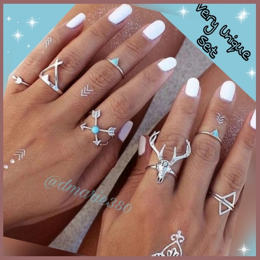 🌴🌙New Hot popular new trend Bohemian 7pcs/rings